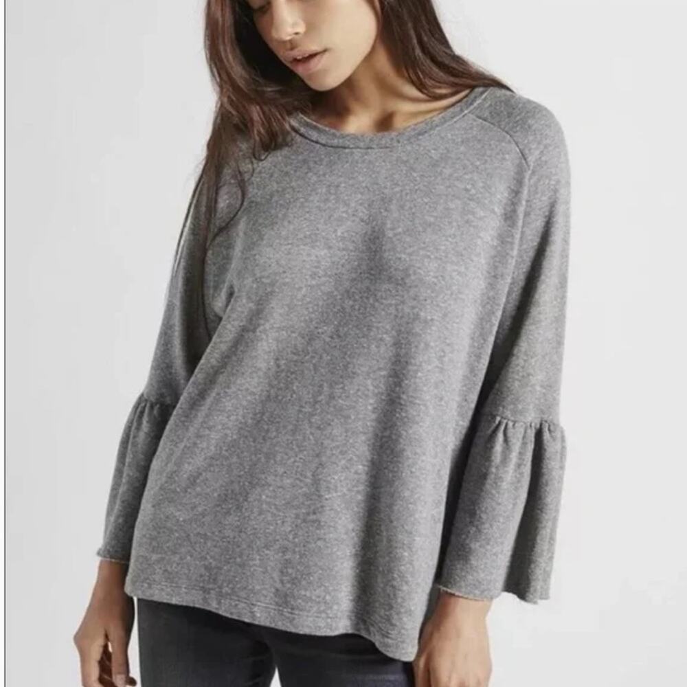 Current Elliot Grey The Ruffle Sleeve Sweatshirt